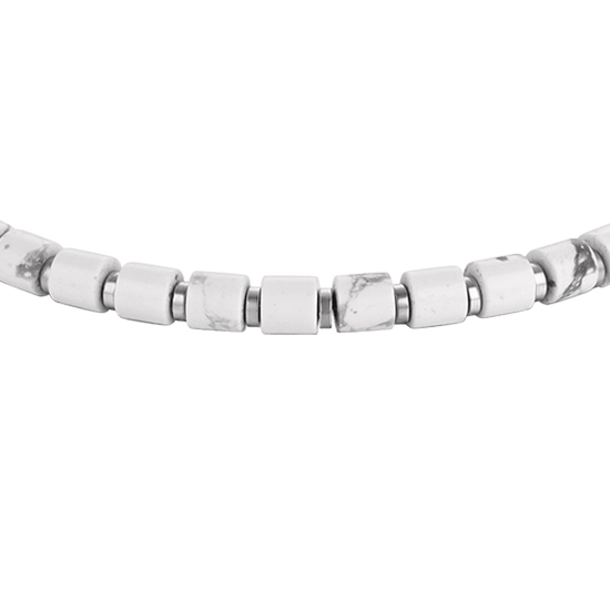 PULSERA DE ACERO PARA HOMBRE CON PIEDRAS BLANCAS Luca Barra