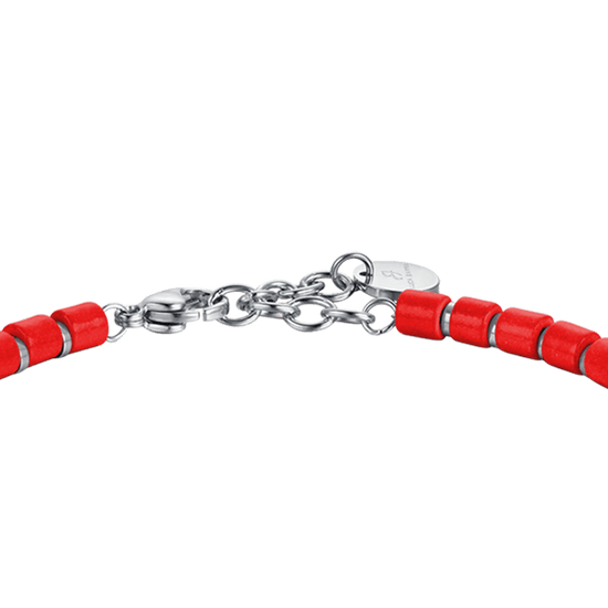 PULSERA DE ACERO PARA HOMBRE CON PIEDRAS ROJAS