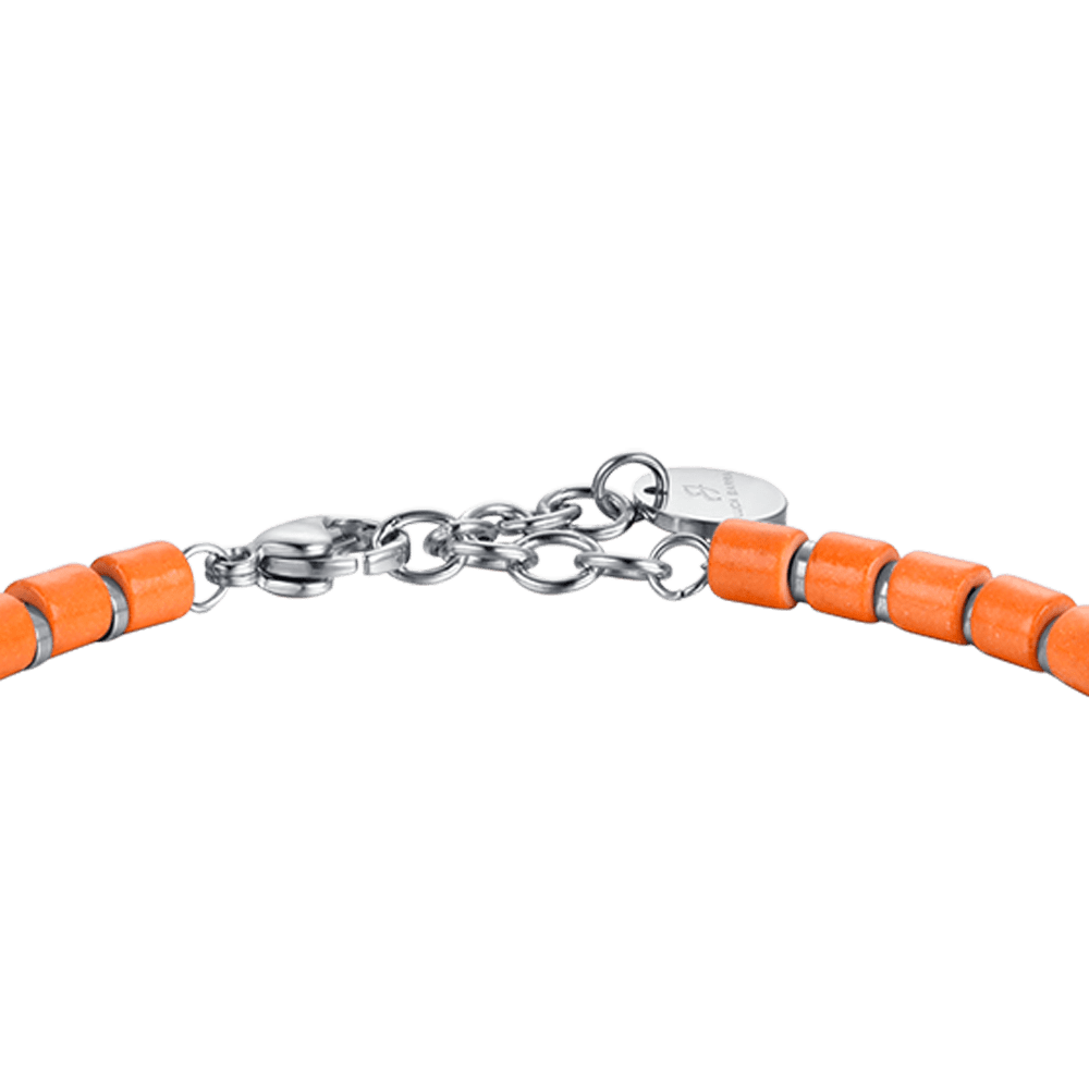 PULSERA DE ACERO PARA HOMBRE CON PIEDRAS NARANJAS