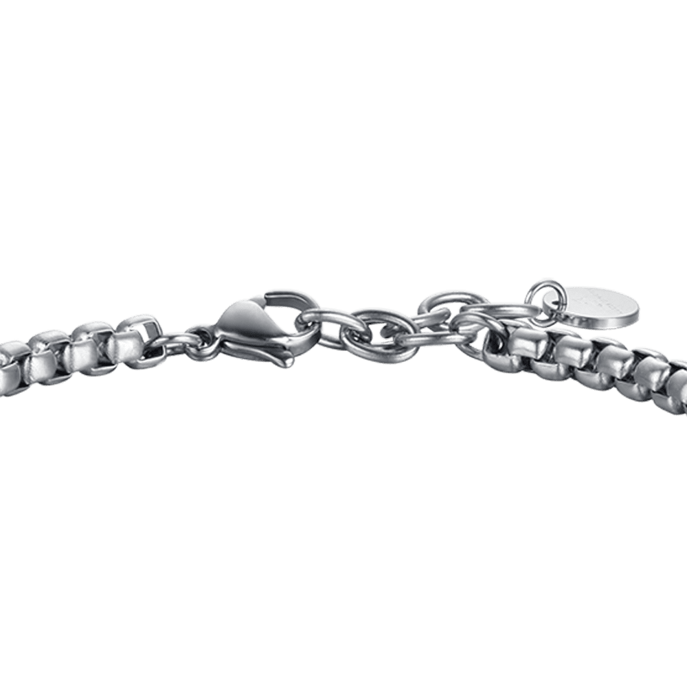 BRAZALETE DE HOMBRE DE ACERO CON CUERNO ESMALTADO NEGRO
