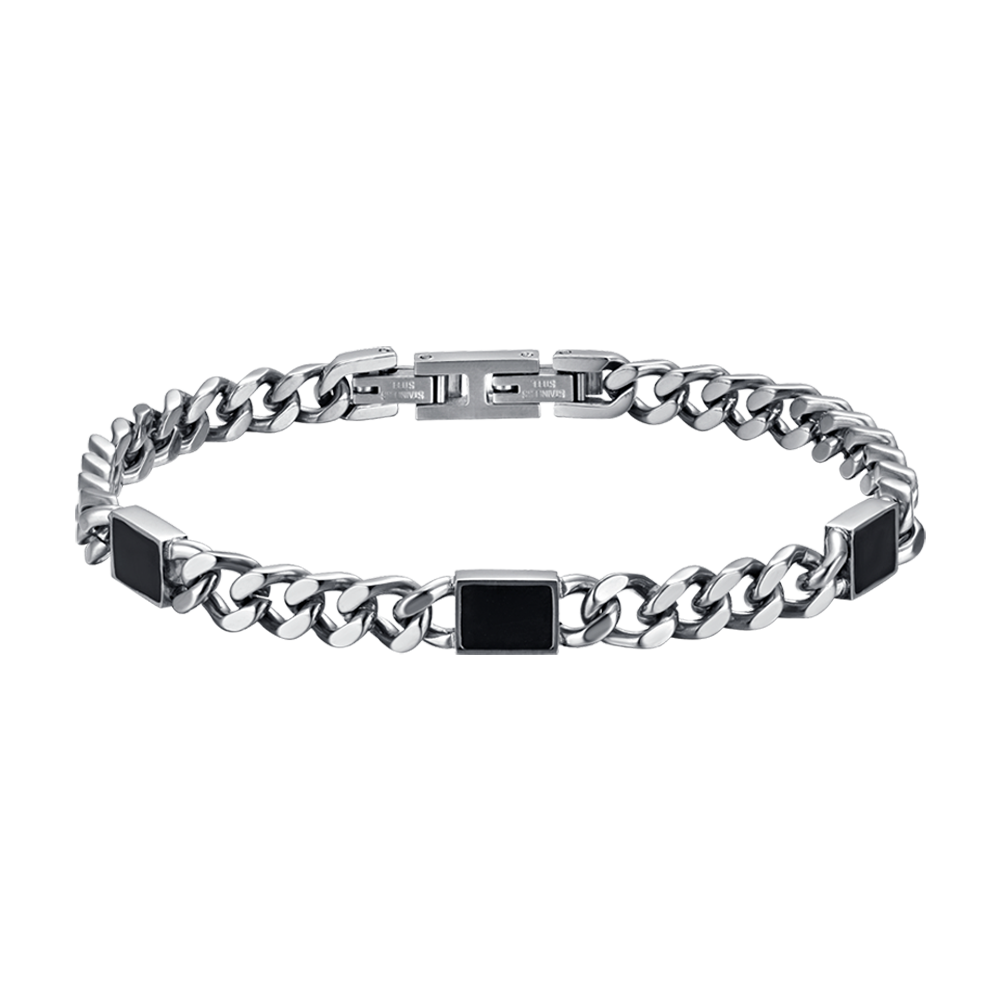 PULSERA DE ACERO PARA HOMBRE CON ELEMENTOS NEGROS