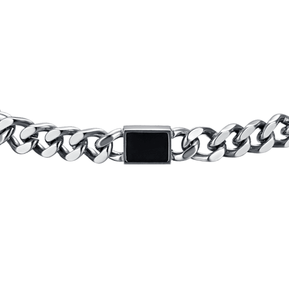 PULSERA DE ACERO PARA HOMBRE CON ELEMENTOS NEGROS