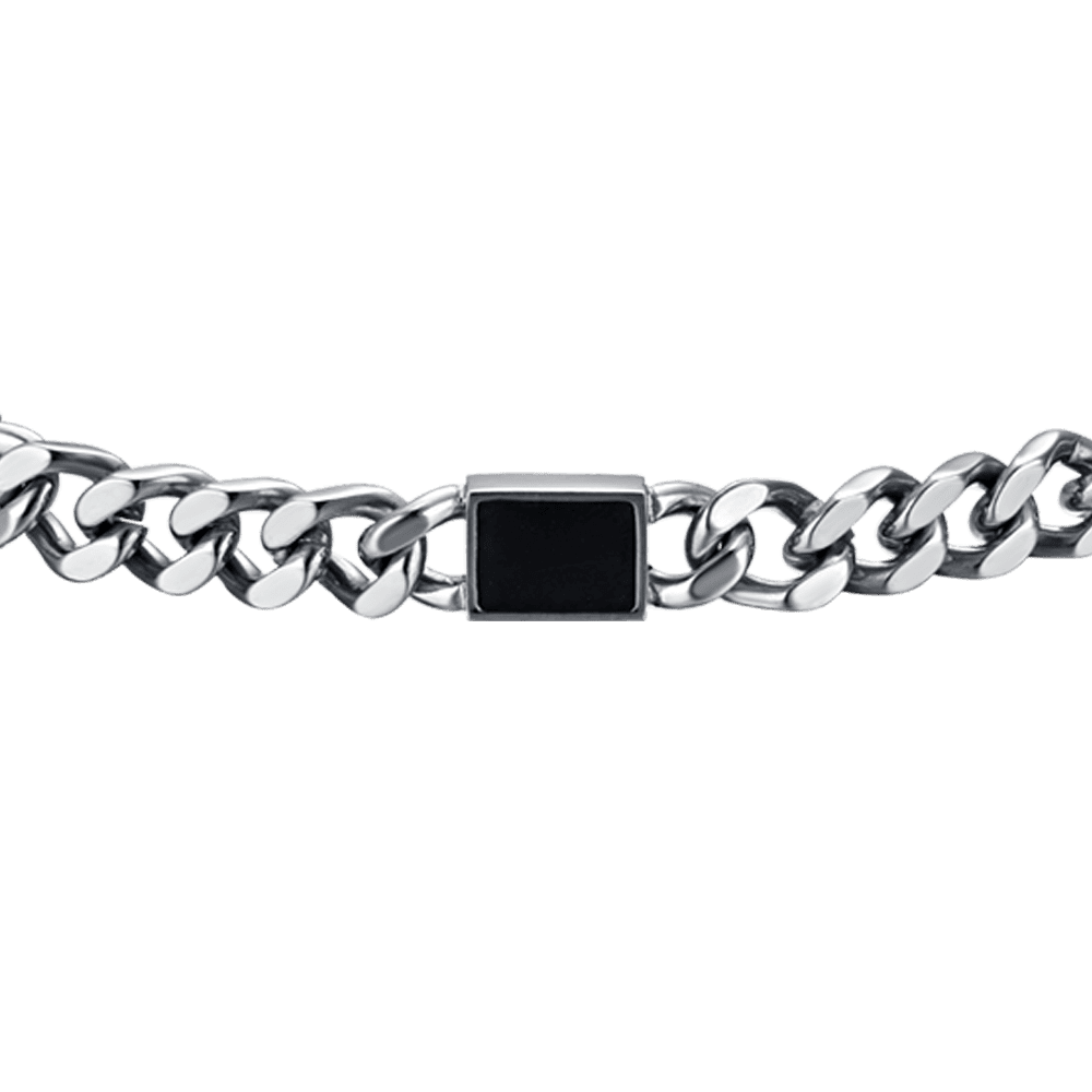 PULSERA DE ACERO PARA HOMBRE CON ELEMENTOS NEGROS Luca Barra