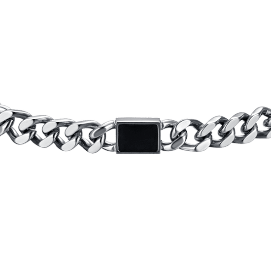 PULSERA DE ACERO PARA HOMBRE CON ELEMENTOS NEGROS