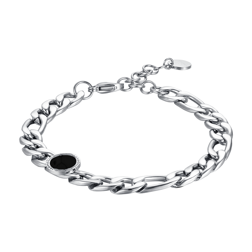 BRAZALETE DE ACERO PARA HOMBRE CON ÁGATA NEGRA