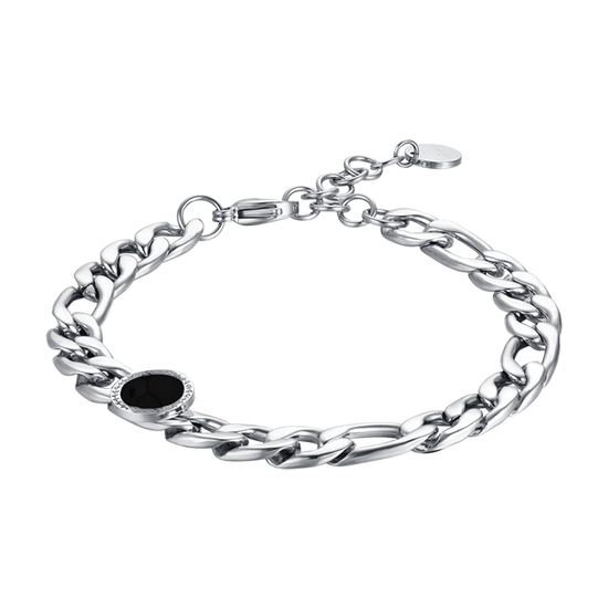 BRAZALETE DE ACERO PARA HOMBRE CON ÁGATA NEGRA