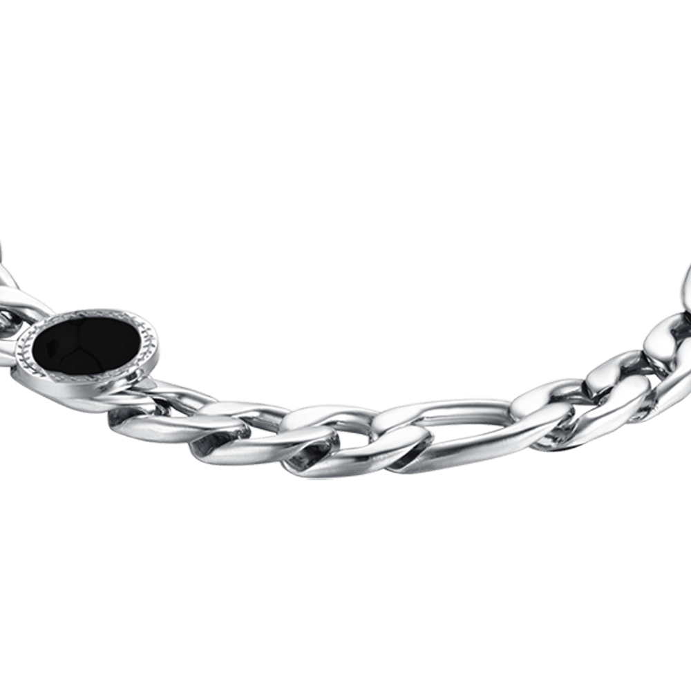 BRAZALETE DE ACERO PARA HOMBRE CON ÁGATA NEGRA