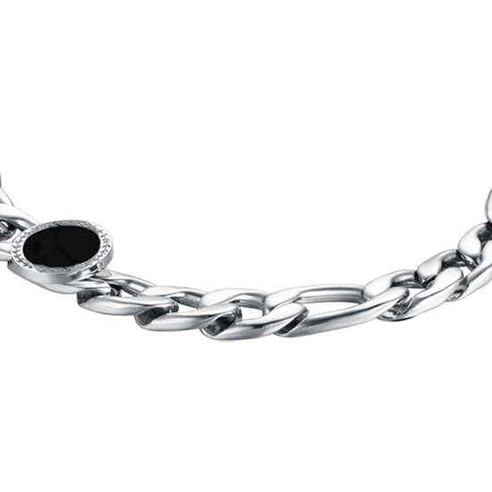 BRAZALETE DE ACERO PARA HOMBRE CON ÁGATA NEGRA