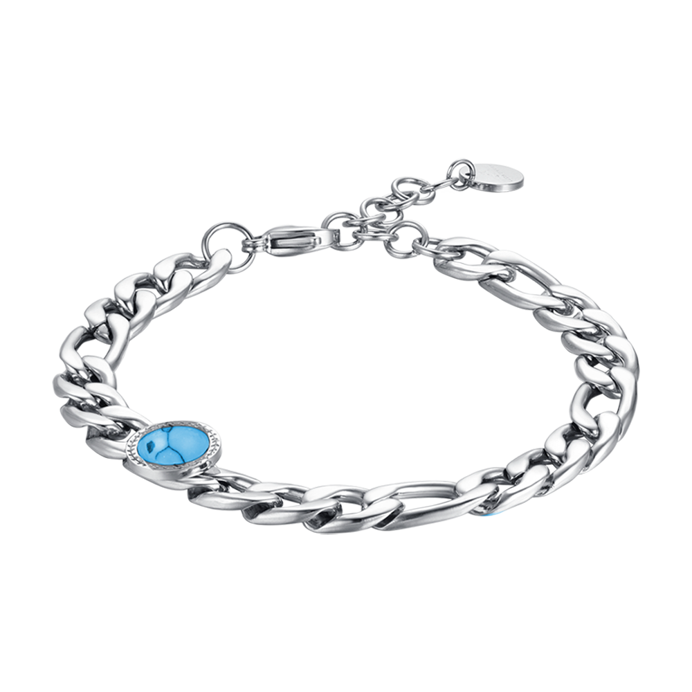 PULSERA DE ACERO PARA HOMBRE CON PIEDRA TURQUESA