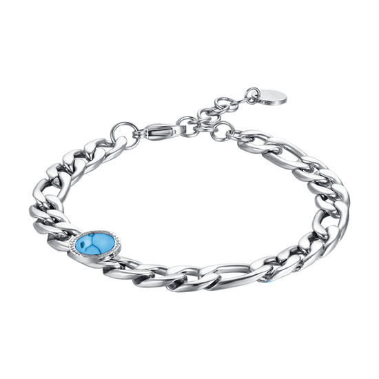 PULSERA DE ACERO PARA HOMBRE CON PIEDRA TURQUESA
