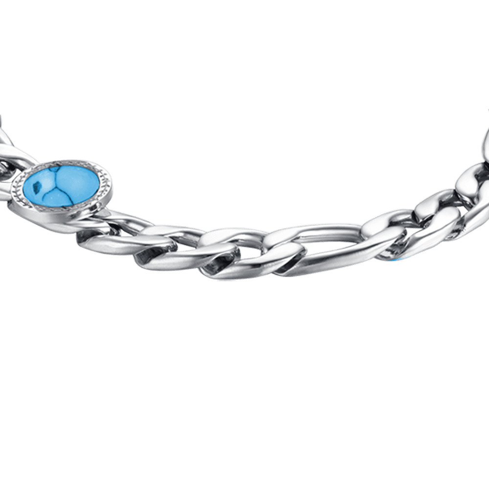PULSERA DE ACERO PARA HOMBRE CON PIEDRA TURQUESA