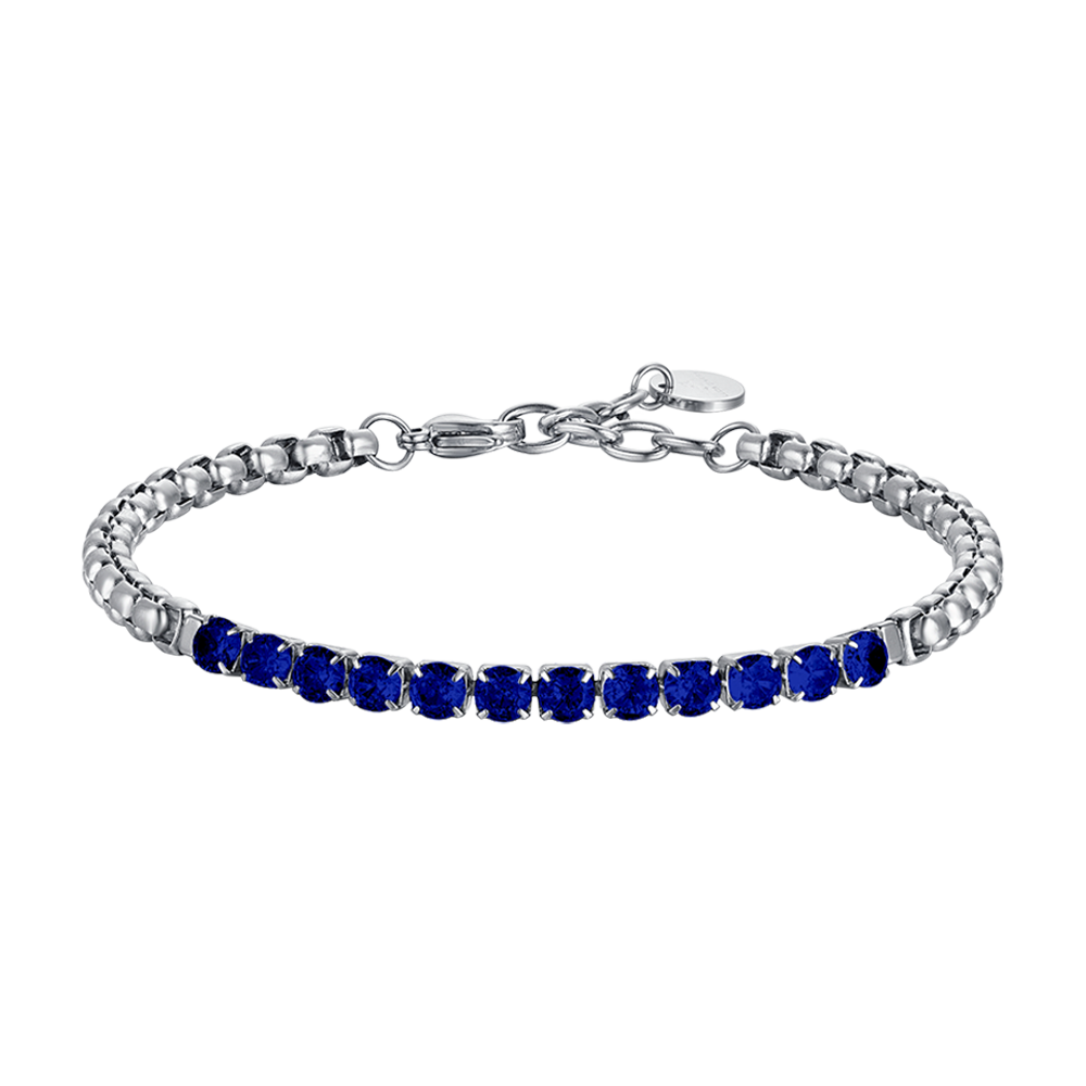 PULSERA DE ACERO PARA HOMBRE CON CRISTALES AZULES