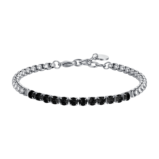 PULSERA DE ACERO PARA HOMBRE CON CRISTALES NEGROS