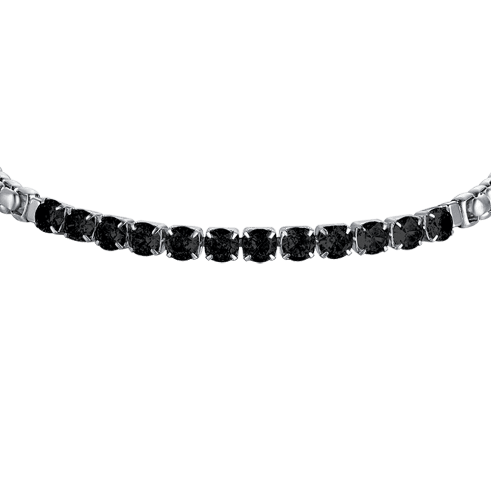 PULSERA DE ACERO PARA HOMBRE CON CRISTALES NEGROS