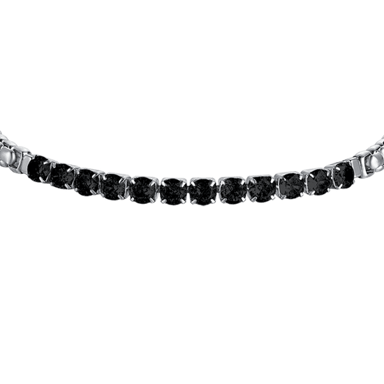 PULSERA DE ACERO PARA HOMBRE CON CRISTALES NEGROS