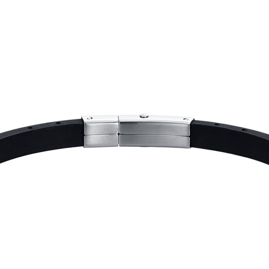 PULSERA DE HOMBRE DE SILICONA NEGRA CON ELEMENTOS DE ACERO IP DORADO