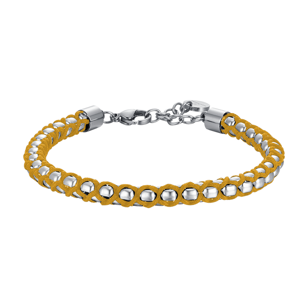 PULSERA DE ACERO PARA HOMBRE CON CUERDA AMARILLA