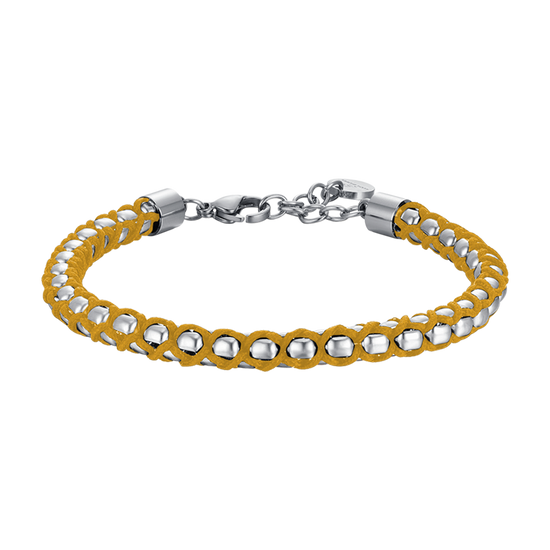 PULSERA DE ACERO PARA HOMBRE CON CUERDA AMARILLA