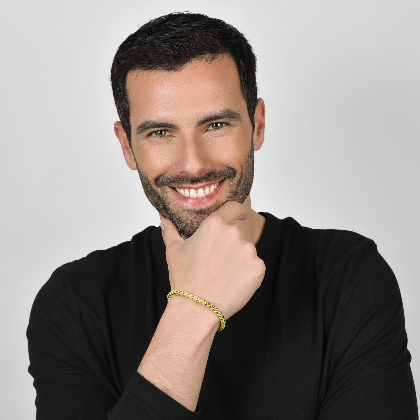 PULSERA DE ACERO PARA HOMBRE CON CUERDA AMARILLA