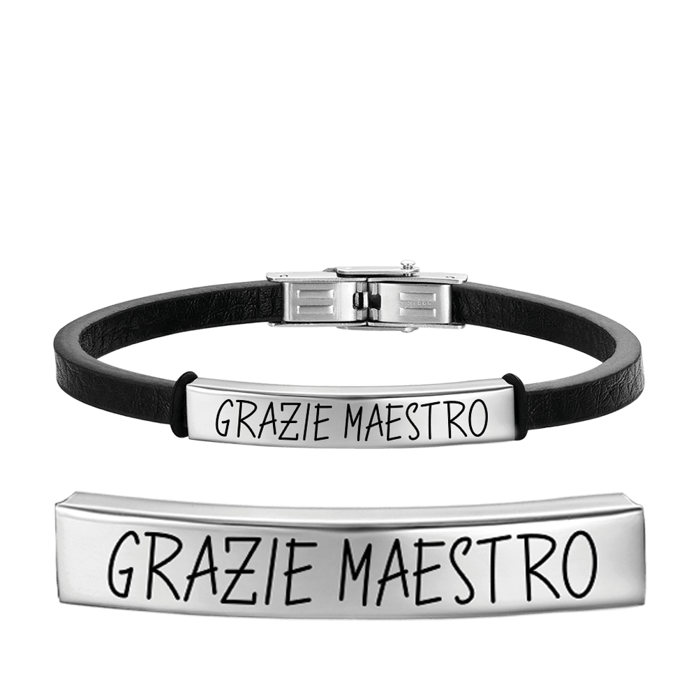 PULSERA MASTER THANK YOU DE CUERO PARA HOMBRE CON PLACA