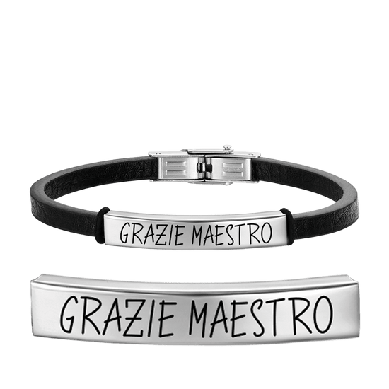 PULSERA MASTER THANK YOU DE CUERO PARA HOMBRE CON PLACA