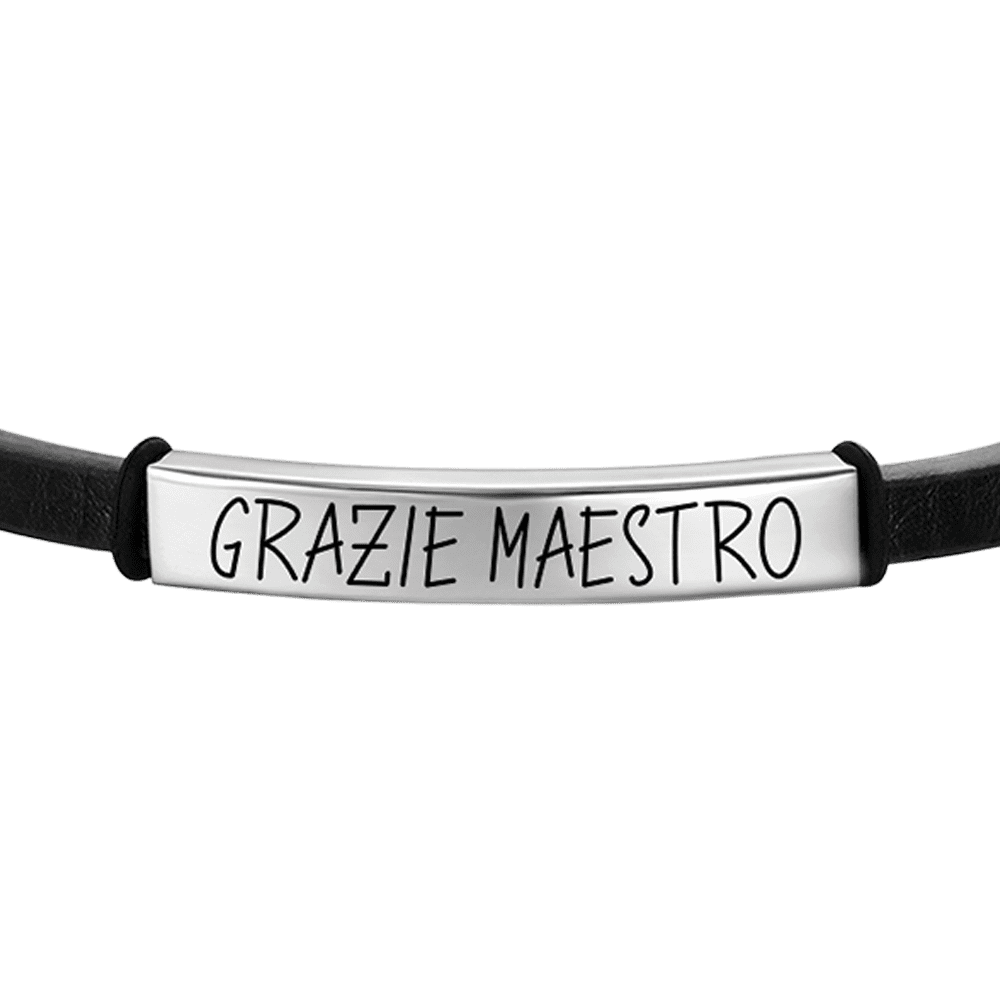 PULSERA MASTER THANK YOU DE CUERO PARA HOMBRE CON PLACA