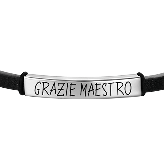 PULSERA MASTER THANK YOU DE CUERO PARA HOMBRE CON PLACA