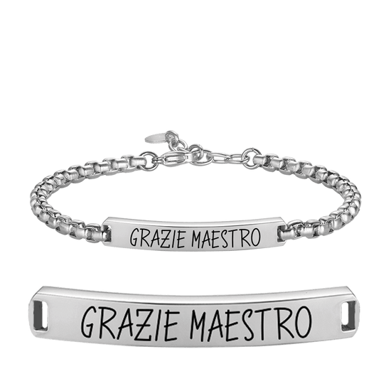 PULSERA DE ACERO PARA HOMBRE THANK MAESTRO CON PLACA