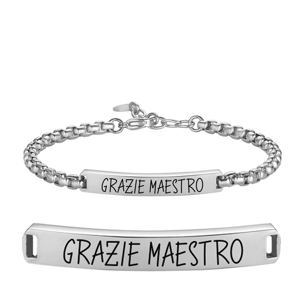 PULSERA DE ACERO PARA HOMBRE THANK MAESTRO CON PLACA