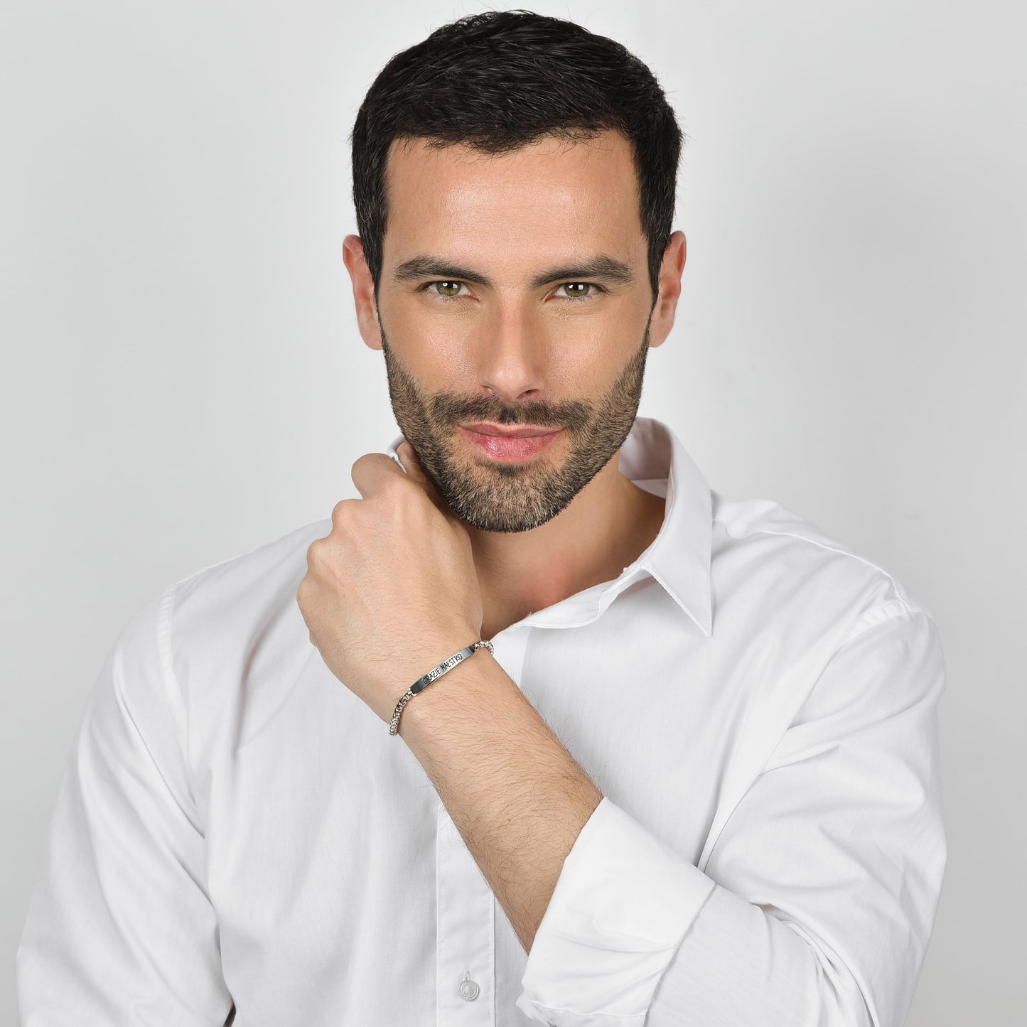 PULSERA DE ACERO PARA HOMBRE THANK MAESTRO CON PLACA