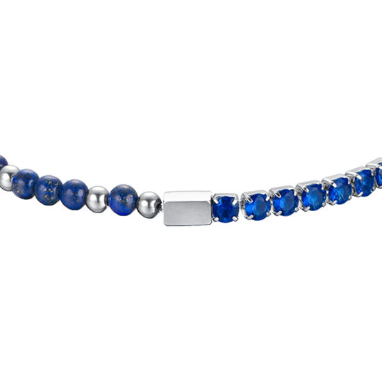 PULSERA DE ACERO PARA HOMBRE CON CRISTALES Y PIEDRAS AZULES