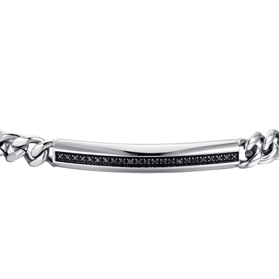 BRAZALETE DE ACERO PARA HOMBRE CON ELEMENTO DE CRISTAL NEGRO