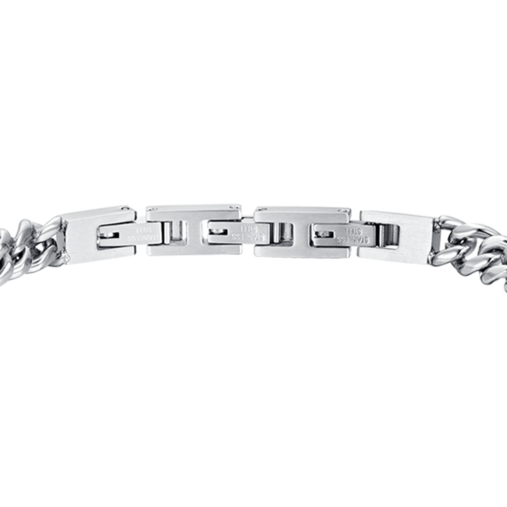BRAZALETE DE ACERO PARA HOMBRE CON ELEMENTO DE CRISTAL NEGRO