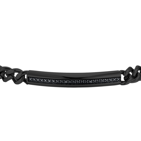BRAZALETE DE HOMBRE DE ACERO IP NEGRO CON ELEMENTO DE CRISTAL NEGRO