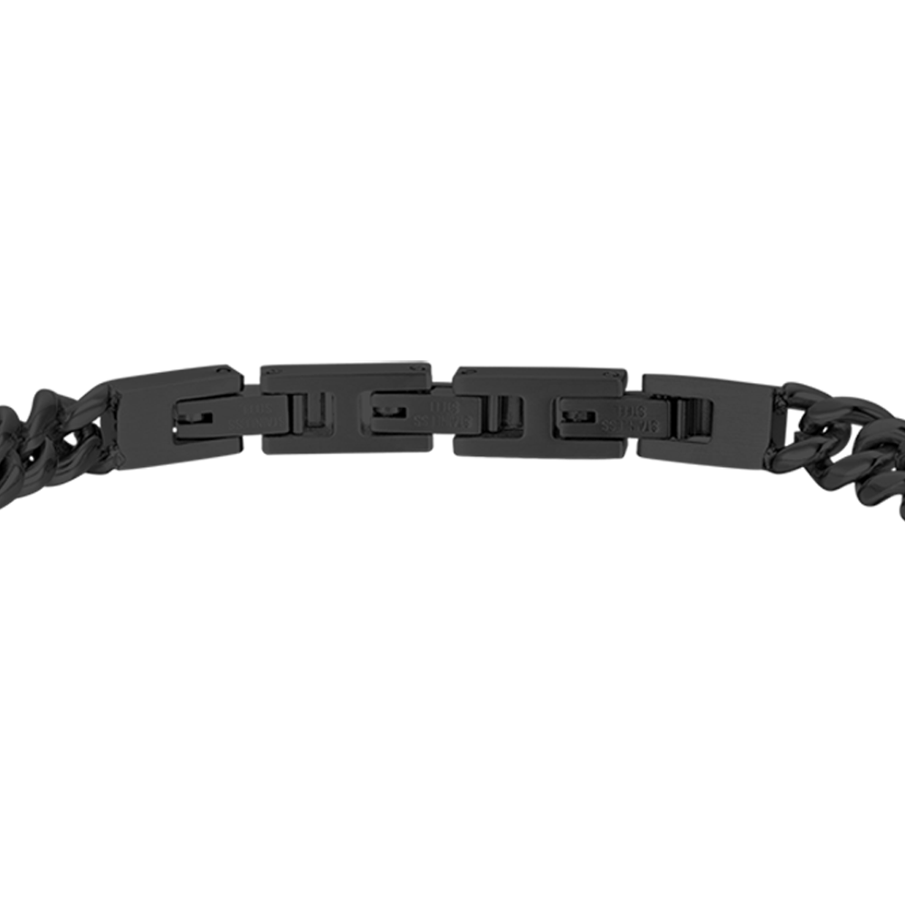 BRAZALETE DE HOMBRE DE ACERO IP NEGRO CON ELEMENTO DE CRISTAL NEGRO