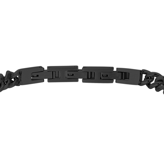 BRAZALETE DE HOMBRE DE ACERO IP NEGRO CON ELEMENTO DE CRISTAL NEGRO