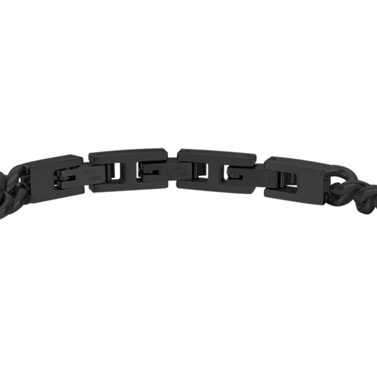 BRAZALETE DE HOMBRE DE ACERO IP NEGRO CON ELEMENTO DE CRISTAL NEGRO