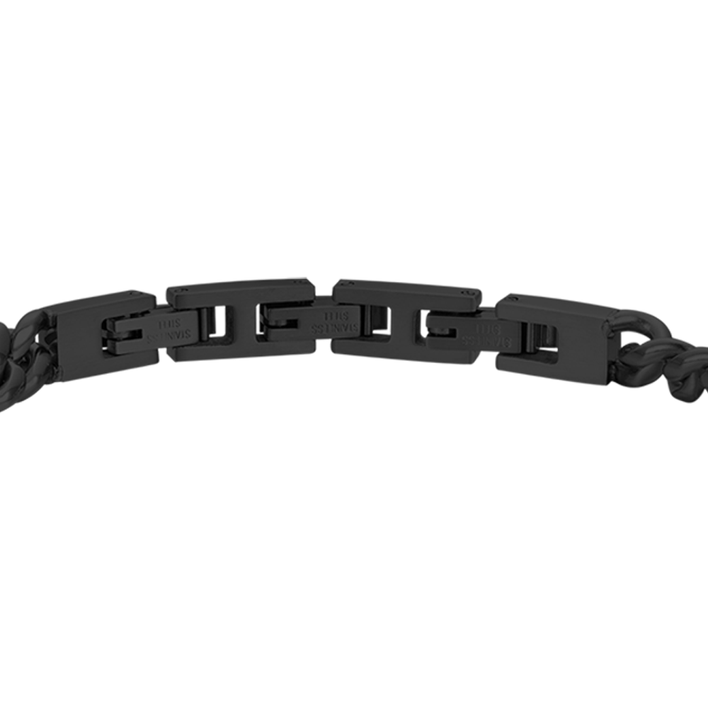 BRAZALETE DE HOMBRE DE ACERO IP NEGRO CON ELEMENTO DE CRISTAL NEGRO