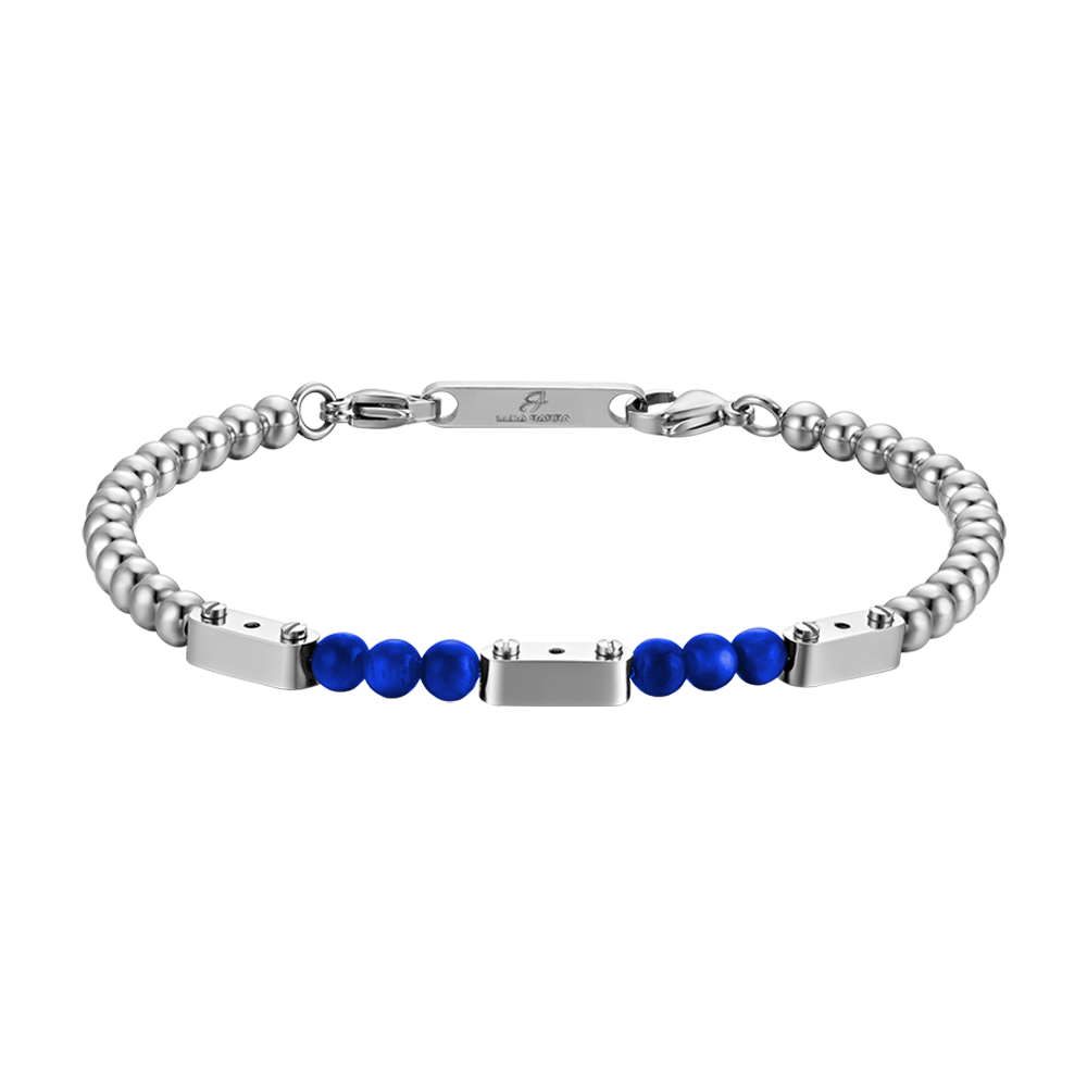 PULSERA DE ACERO PARA HOMBRE CON PIEDRAS LAPIS