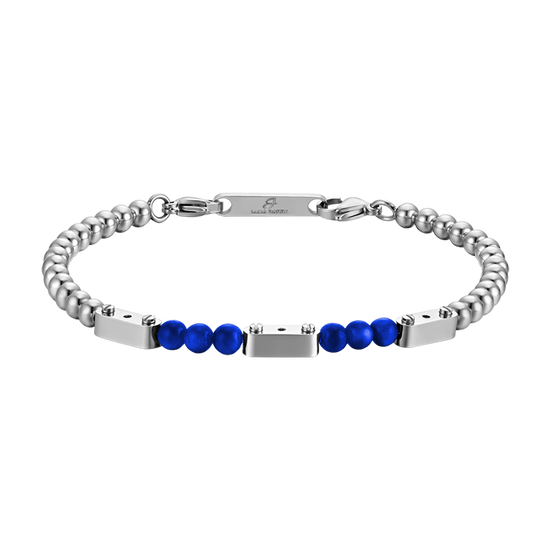 PULSERA DE ACERO PARA HOMBRE CON PIEDRAS LAPIS