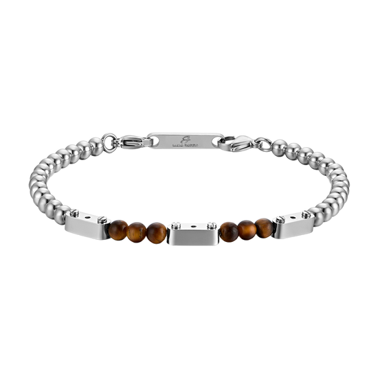PULSERA DE ACERO PARA HOMBRE CON PIEDRAS OJO DE TIGRE