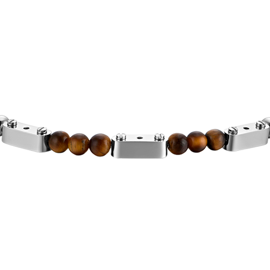 PULSERA DE ACERO PARA HOMBRE CON PIEDRAS OJO DE TIGRE
