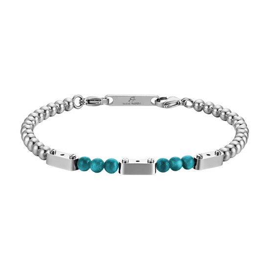 PULSERA DE ACERO PARA HOMBRE CON PIEDRAS DE TURQUESA