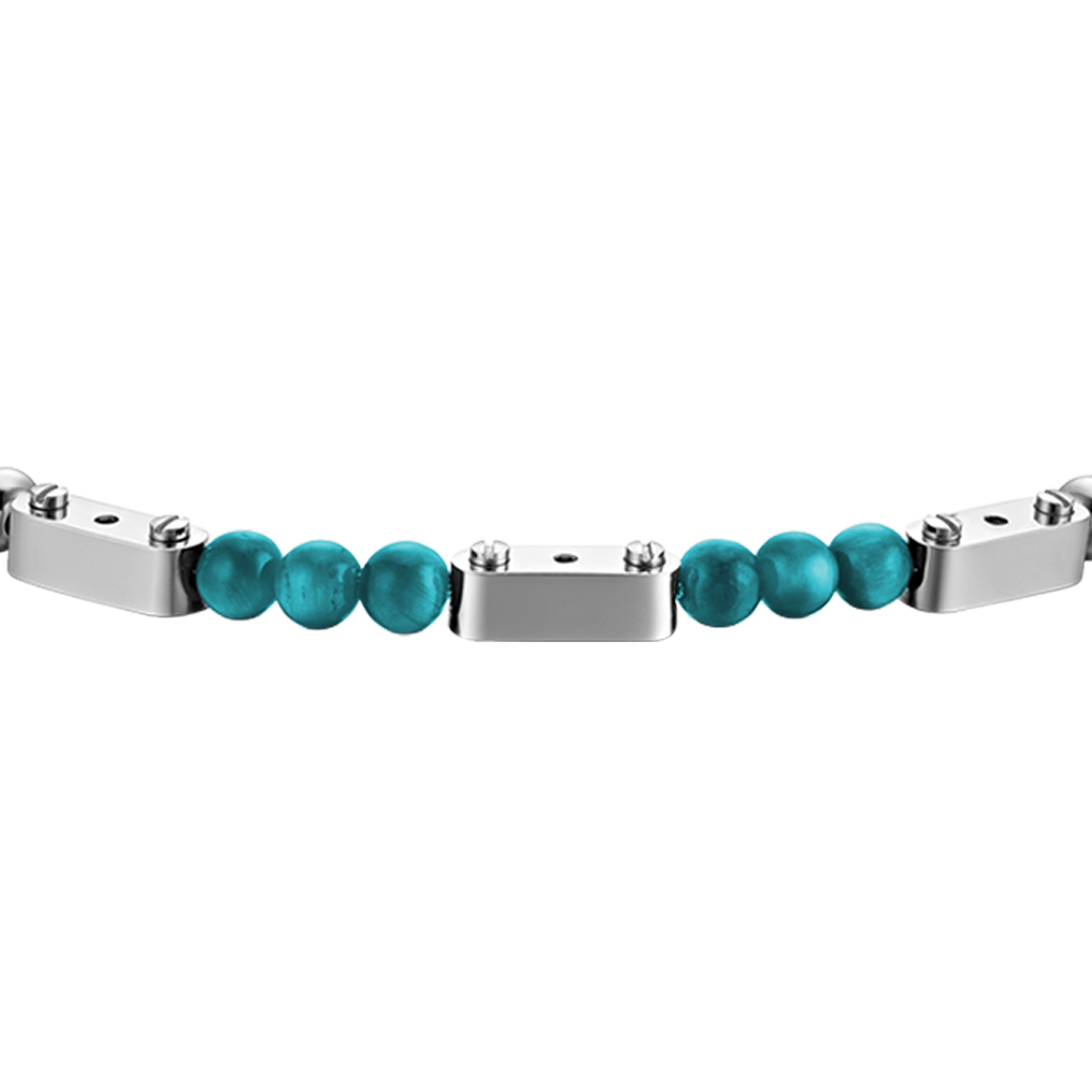 PULSERA DE ACERO PARA HOMBRE CON PIEDRAS DE TURQUESA