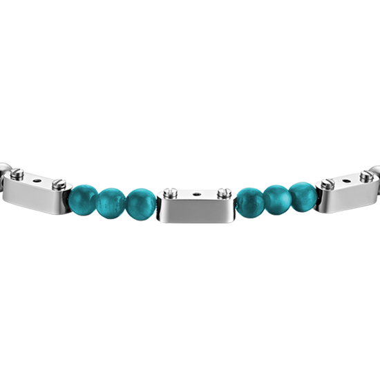 PULSERA DE ACERO PARA HOMBRE CON PIEDRAS DE TURQUESA
