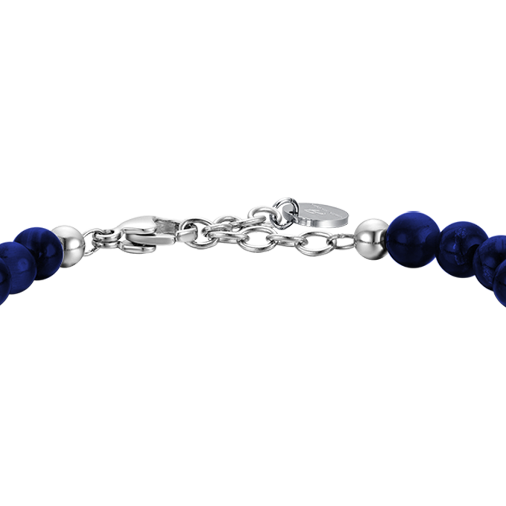PULSERA DE ACERO PARA HOMBRE CON PIEDRAS AZULES Y ELEMENTOS DE ACERO