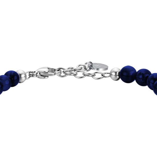 PULSERA DE ACERO PARA HOMBRE CON PIEDRAS AZULES Y ELEMENTOS DE ACERO