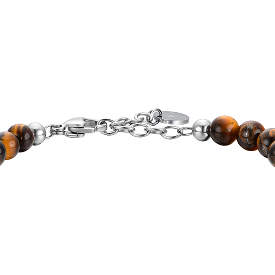 PULSERA DE ACERO PARA HOMBRE CON PIEDRAS OJO DE TIGRE Y ELEMENTOS DE ACERO