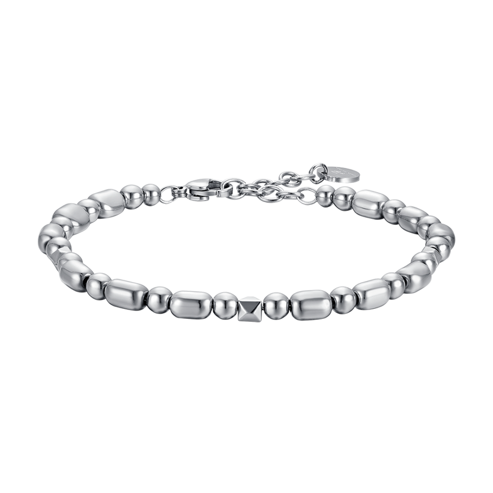 PULSERA DE ACERO PARA HOMBRE CON HEMATITA PLATEADA