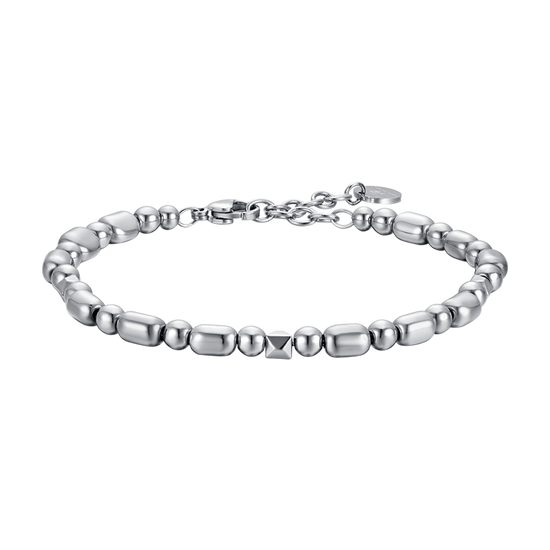 PULSERA DE ACERO PARA HOMBRE CON HEMATITA PLATEADA